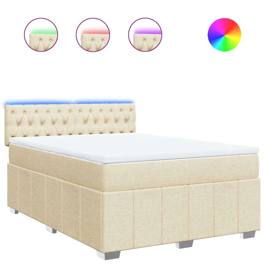 Sommier à lattes de lit avec matelas Crème 140x190 cm Tissu - 2