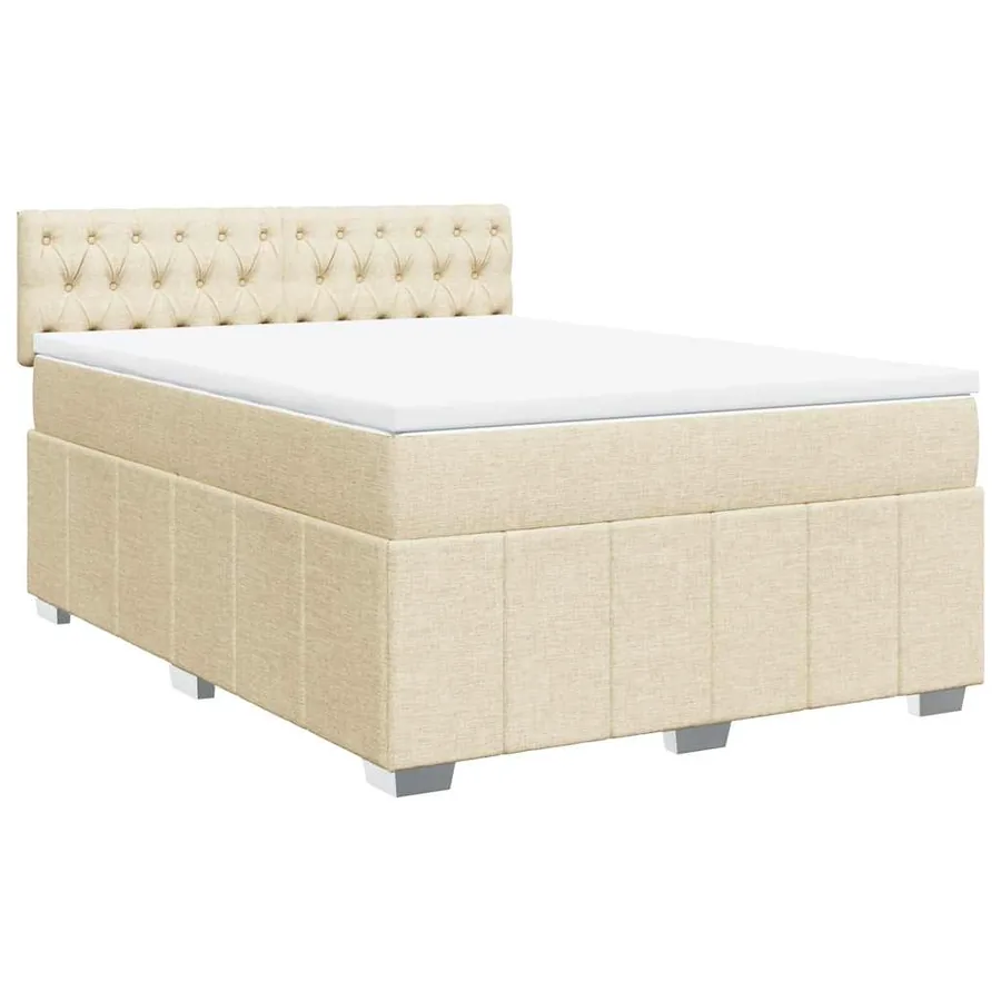 Sommier à lattes de lit avec matelas Crème 140x190 cm Tissu - 3