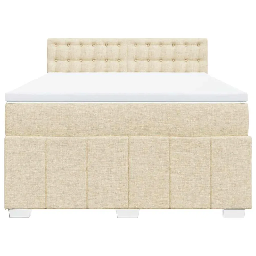 Sommier à lattes de lit avec matelas Crème 140x190 cm Tissu - 6