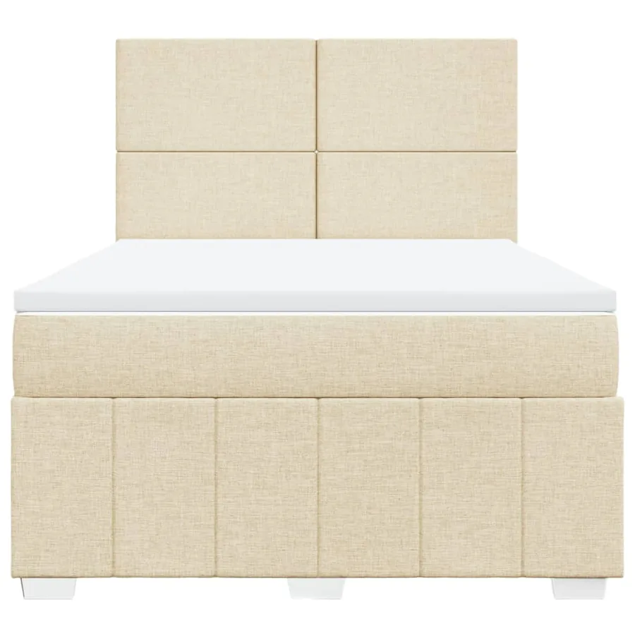 Sommier à lattes de lit avec matelas Crème 140x190 cm Tissu - 4
