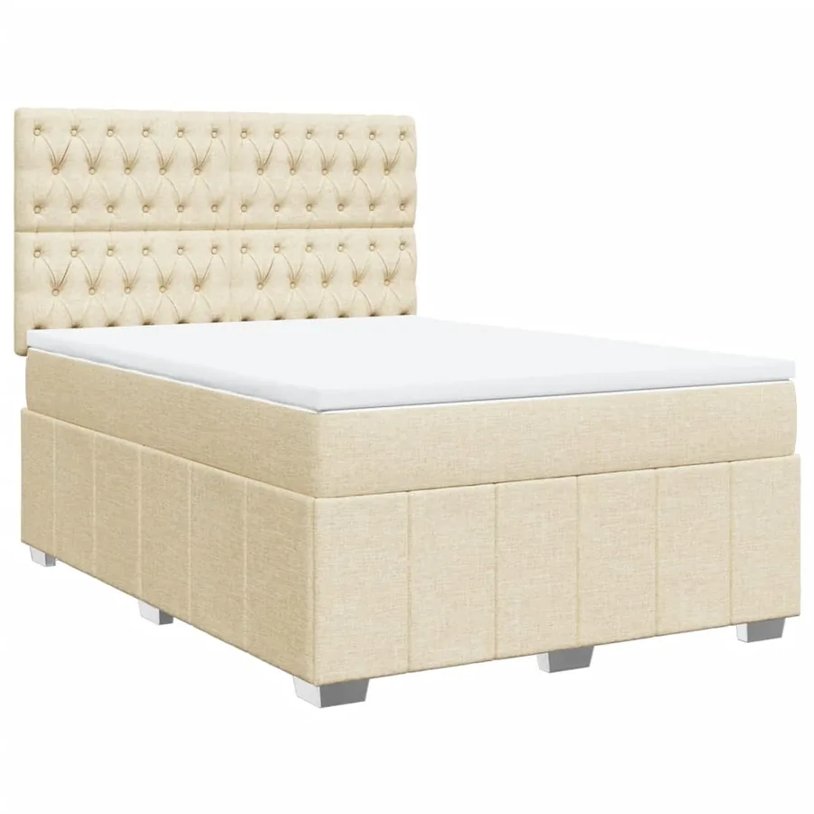 Sommier à lattes de lit avec matelas Crème 140x190 cm Tissu - 2