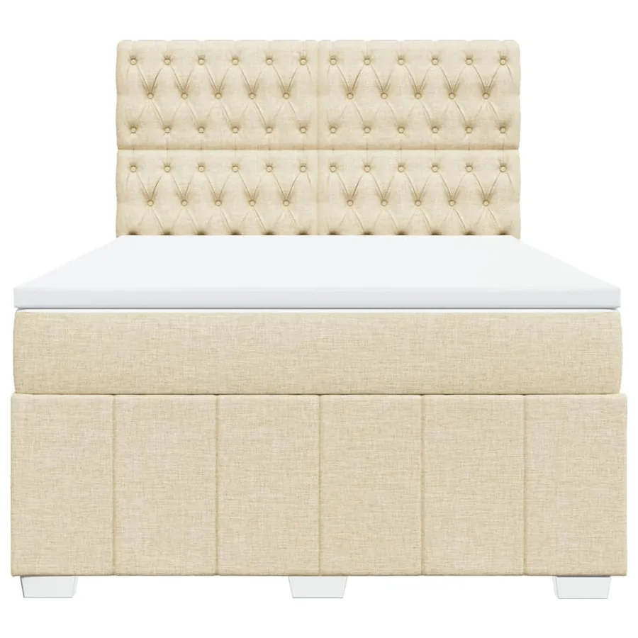 Sommier à lattes de lit avec matelas Crème 140x190 cm Tissu - 4