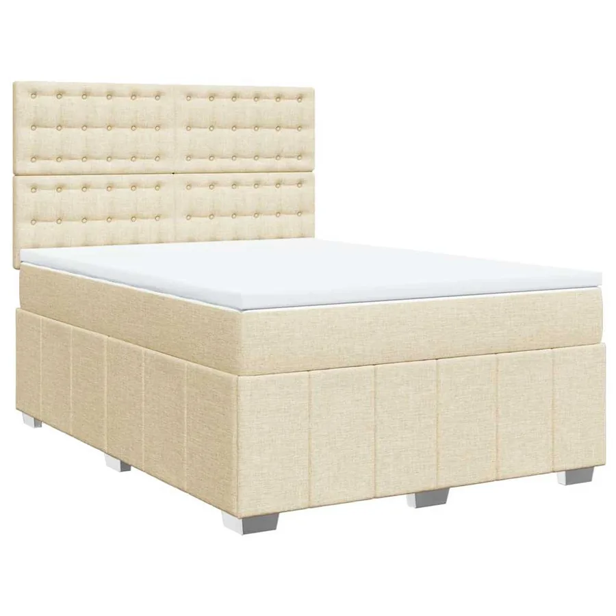 Sommier à lattes de lit avec matelas Crème 140x190 cm Tissu - 2