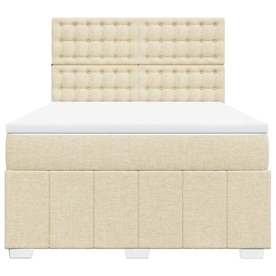 Sommier à lattes de lit avec matelas Crème 140x190 cm Tissu - 4