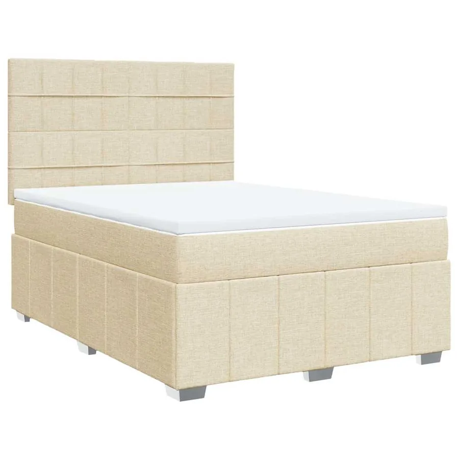 Sommier à lattes de lit avec matelas Crème 140x190 cm Tissu - 2
