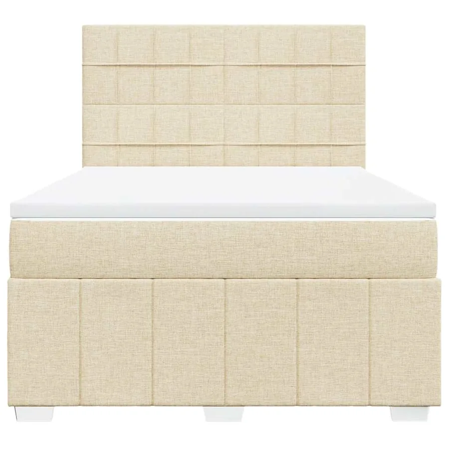 Sommier à lattes de lit avec matelas Crème 140x190 cm Tissu - 4