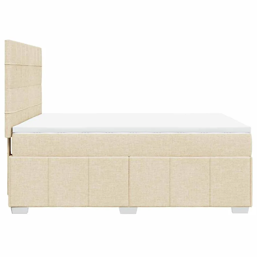 Sommier à lattes de lit avec matelas Crème 140x190 cm Tissu - 5