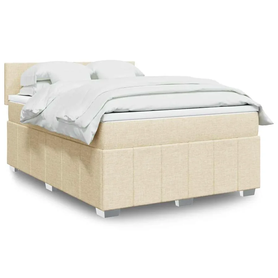 Sommier à lattes de lit avec matelas Crème 140x190 cm Tissu