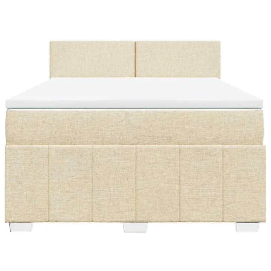 Sommier à lattes de lit avec matelas Crème 140x190 cm Tissu - 6