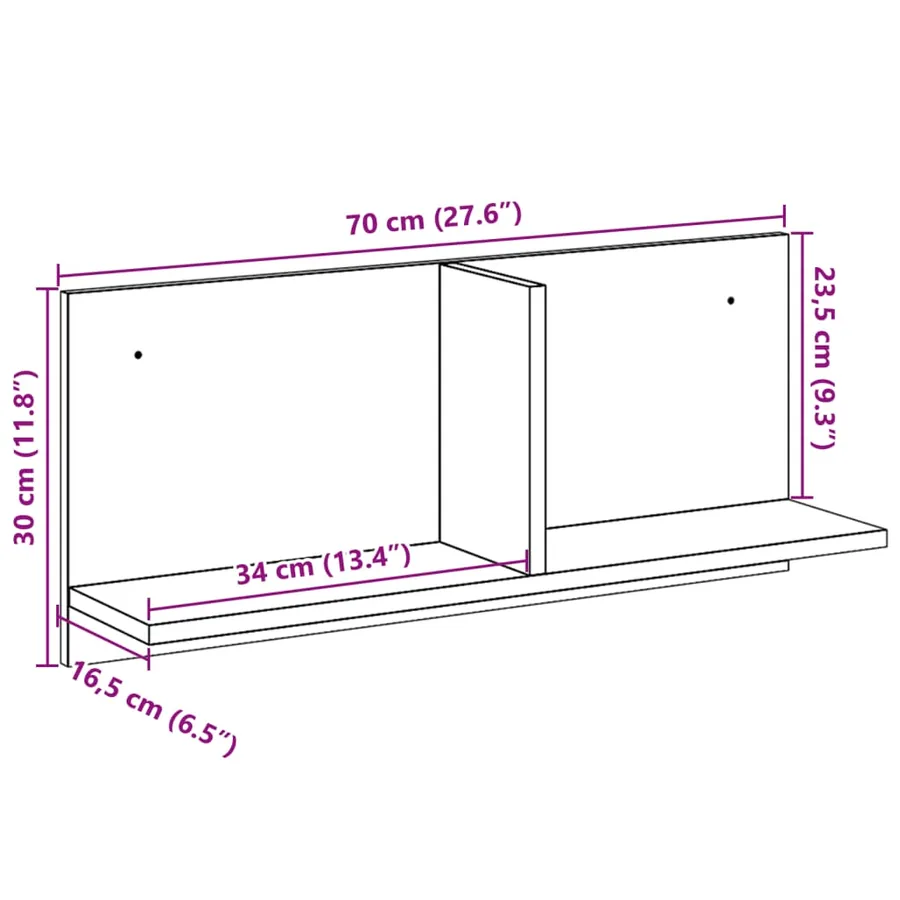 Armoire murale 70x16,5x30 cm blanc bois d'ingénierie - 9