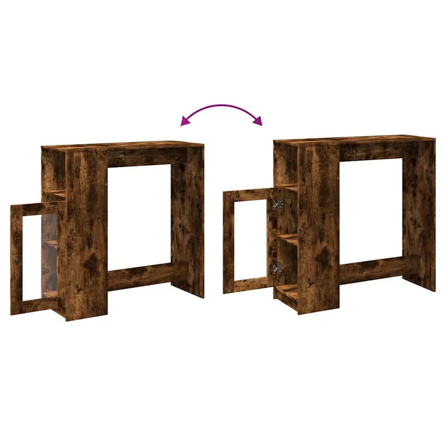 Table de bar avec étagères chêne fumé bois d'ingénierie - 8