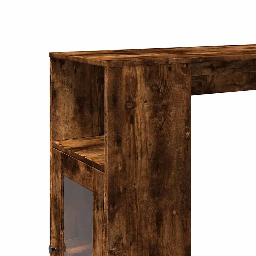 Table de bar avec étagères chêne fumé bois d'ingénierie - 9