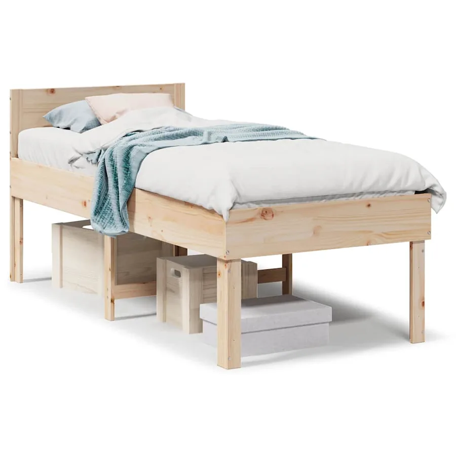 Cadre de lit sans matelas 75x190 cm bois de pin massif - 2