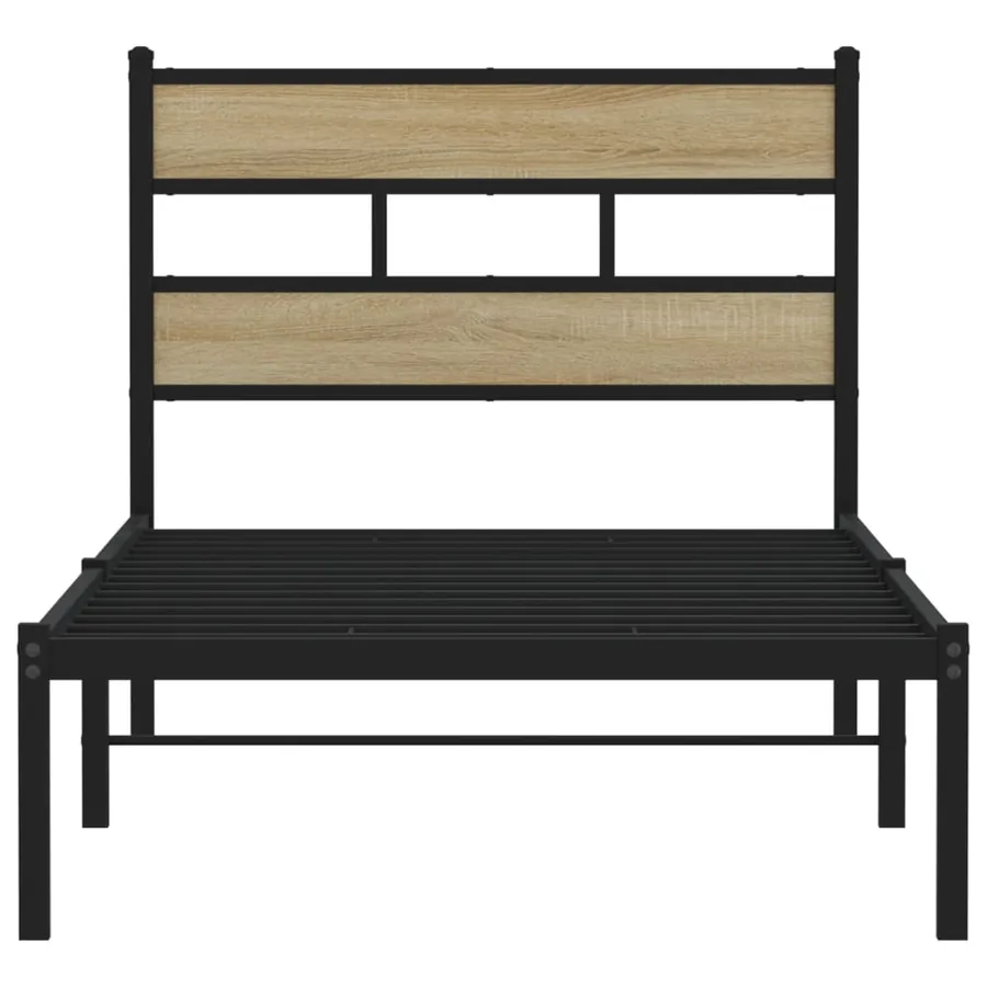 Cadre de lit en métal sans matelas chêne sonoma 100x200 cm - 4
