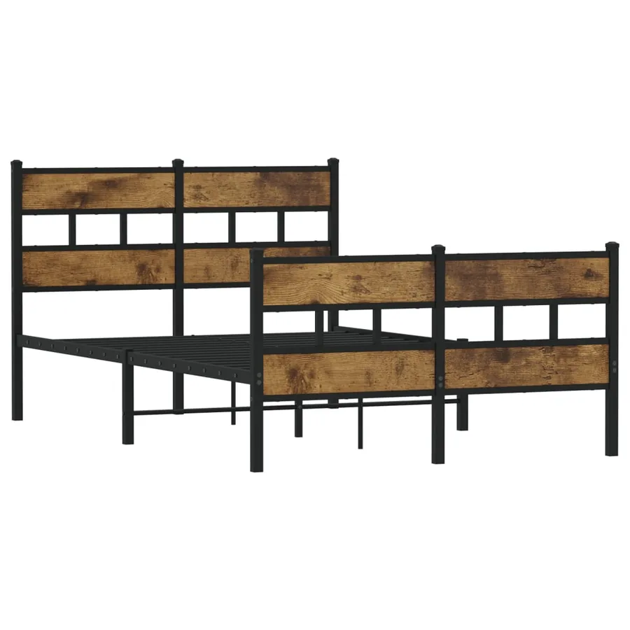 Cadre de lit en métal sans matelas chêne fumé 120x200 cm - 3