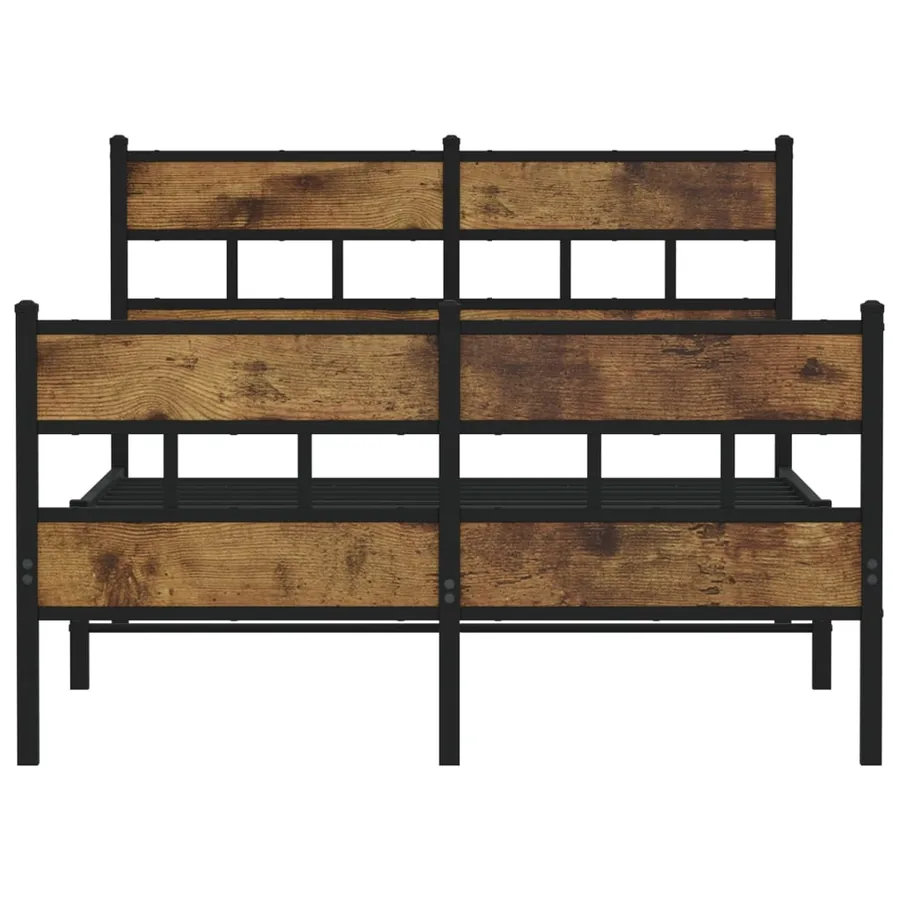 Cadre de lit en métal sans matelas chêne fumé 120x200 cm - 4