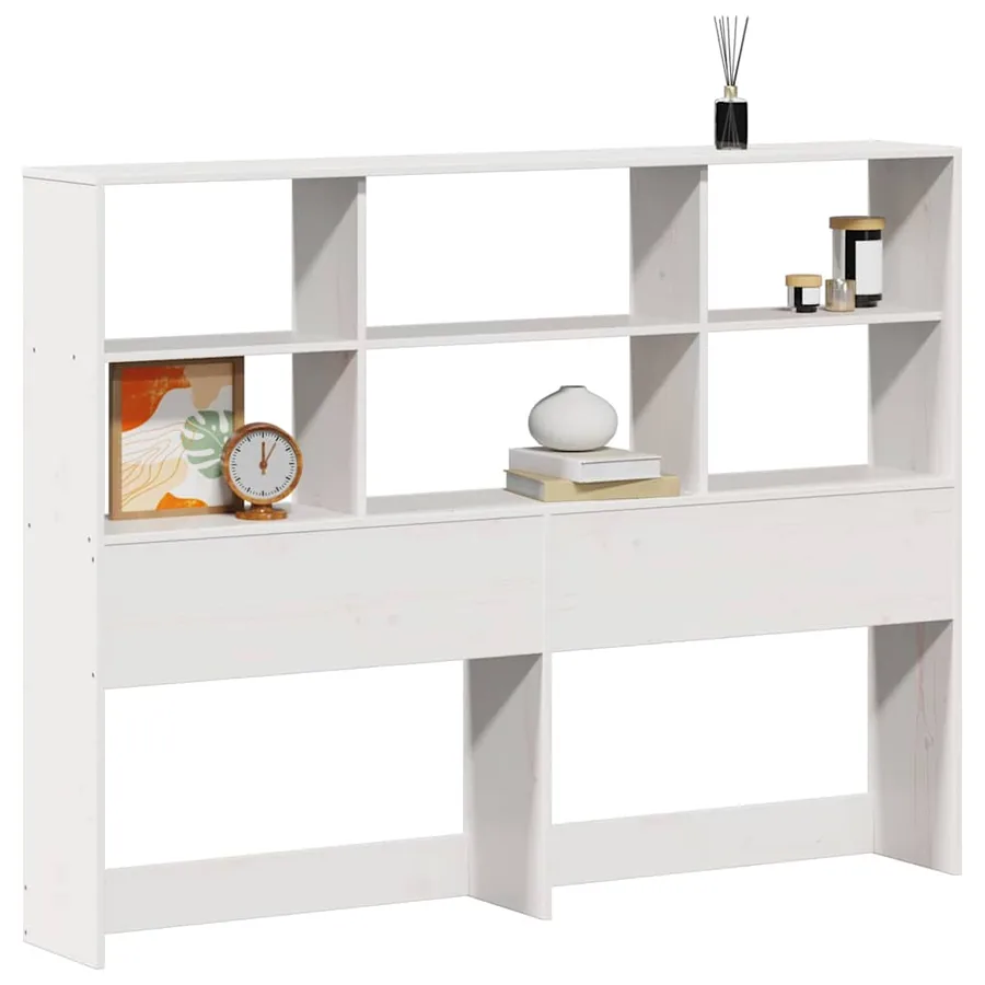 Tête de lit avec rangement blanc 160 cm bois massif de pin - 2