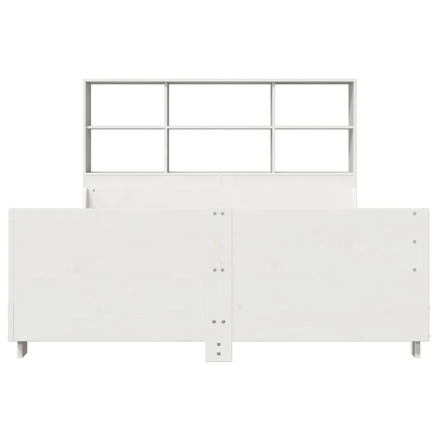 Lit bibliothèque sans matelas blanc 140x190 cm bois massif - 4