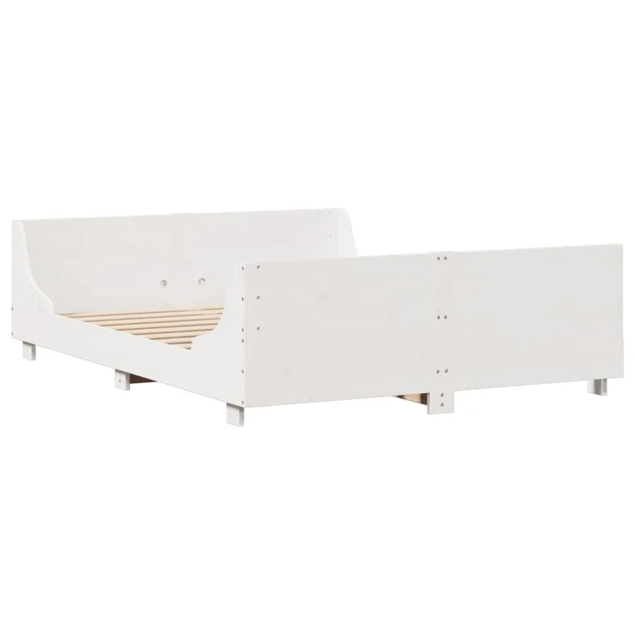 Lit bibliothèque sans matelas blanc 140x190 cm bois massif - 5