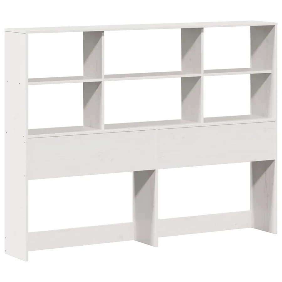 Lit bibliothèque sans matelas blanc 140x190 cm bois massif - 6
