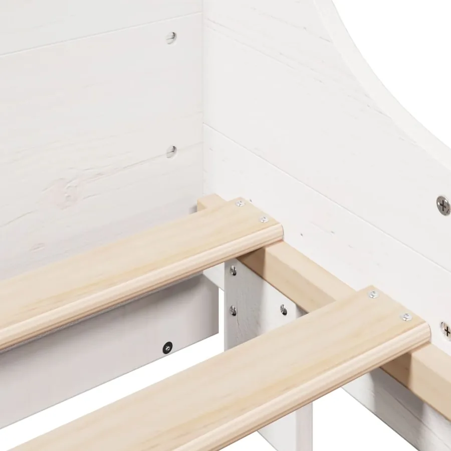 Lit bibliothèque sans matelas blanc 140x190 cm bois massif - 9