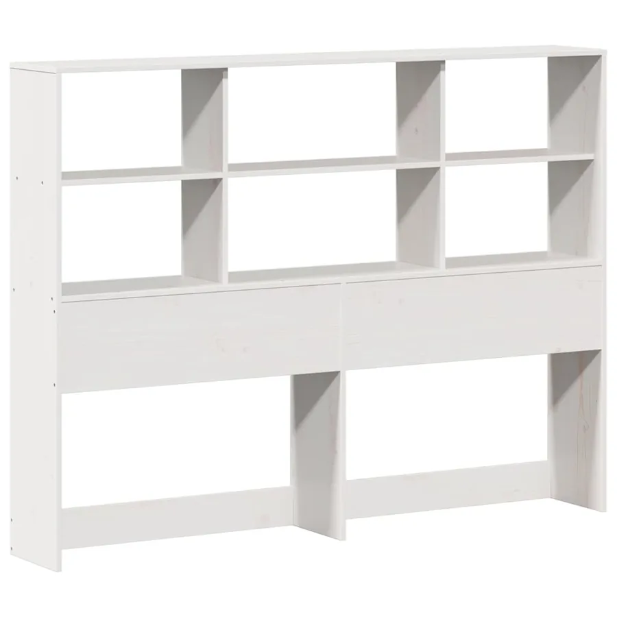 Lit bibliothèque sans matelas blanc 140x190 cm bois massif - 6