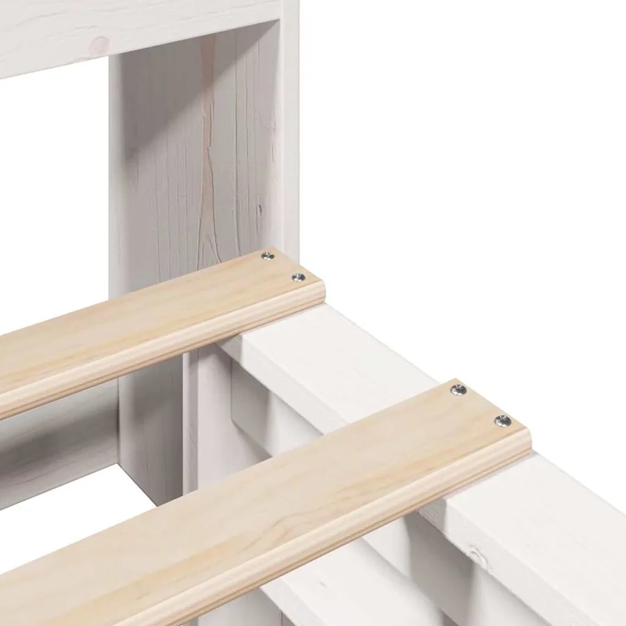 Lit bibliothèque sans matelas blanc 140x190 cm bois massif - 9
