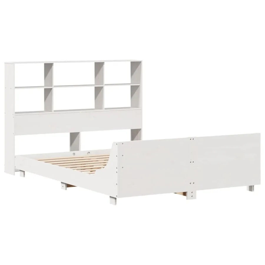 Cadre de lit sans matelas blanc 140x190 cm bois de pin massif - 3