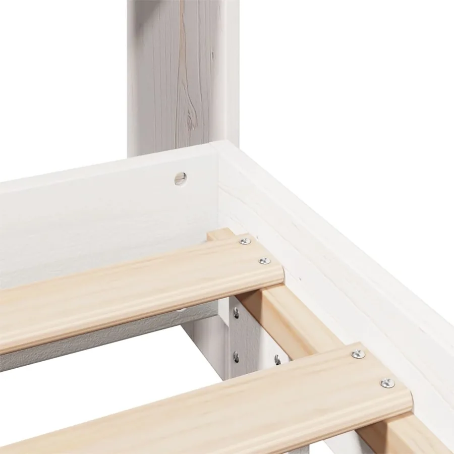 Cadre de lit sans matelas blanc 140x190 cm bois de pin massif - 9