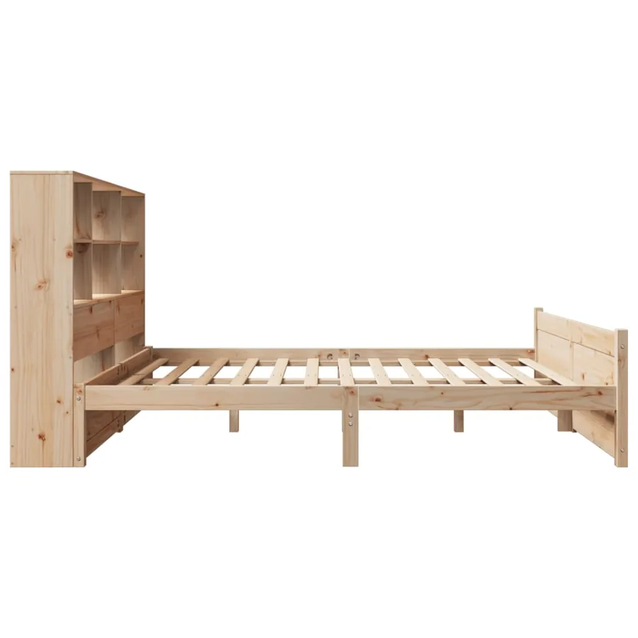 Lit bibliothèque sans matelas 160x200 cm bois massif de pin - 5
