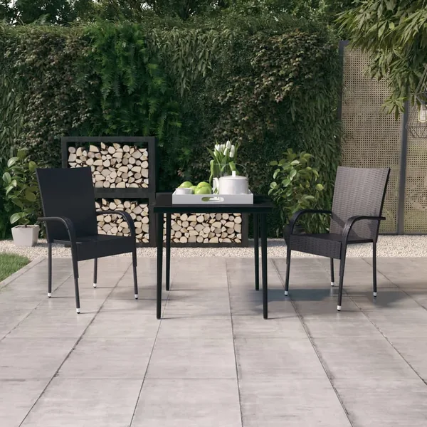 Ensemble à manger de jardin 3 pcs Noir