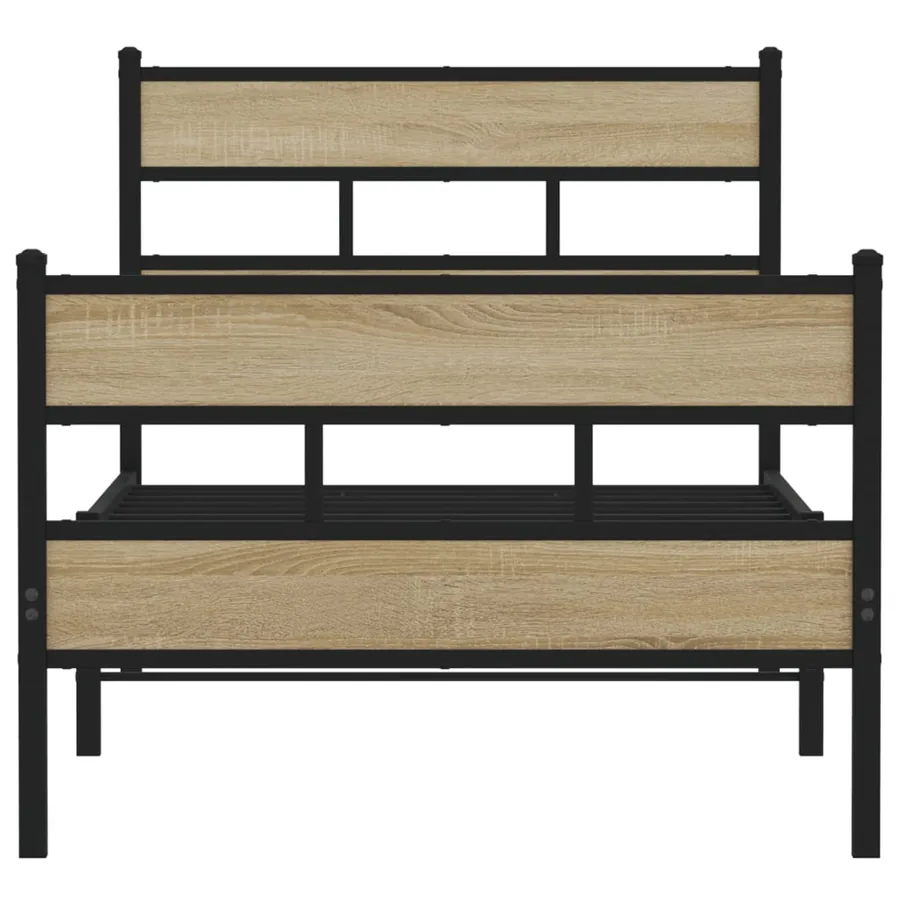 Cadre de lit en métal sans matelas chêne sonoma 90x190 cm - 4