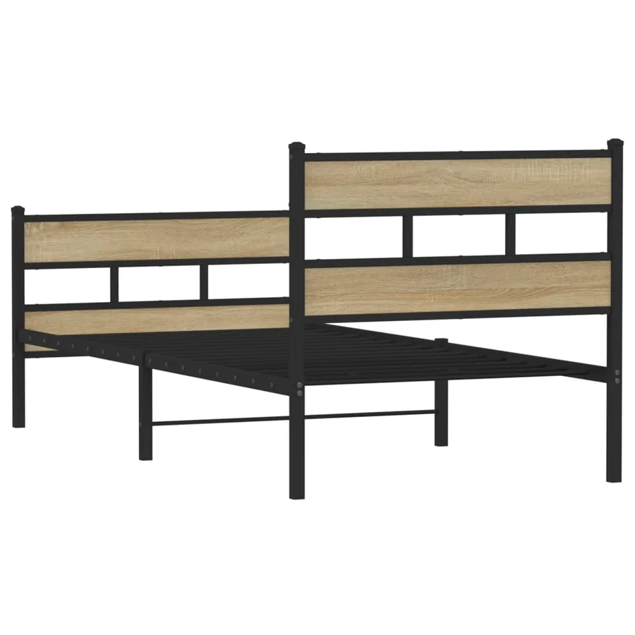 Cadre de lit en métal sans matelas chêne sonoma 90x190 cm - 6