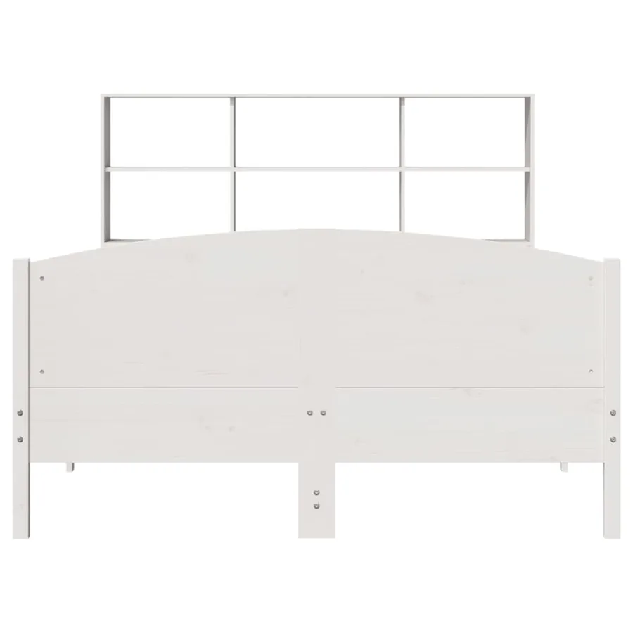 Lit bibliothèque sans matelas blanc 160x200 cm bois pin massif - 4