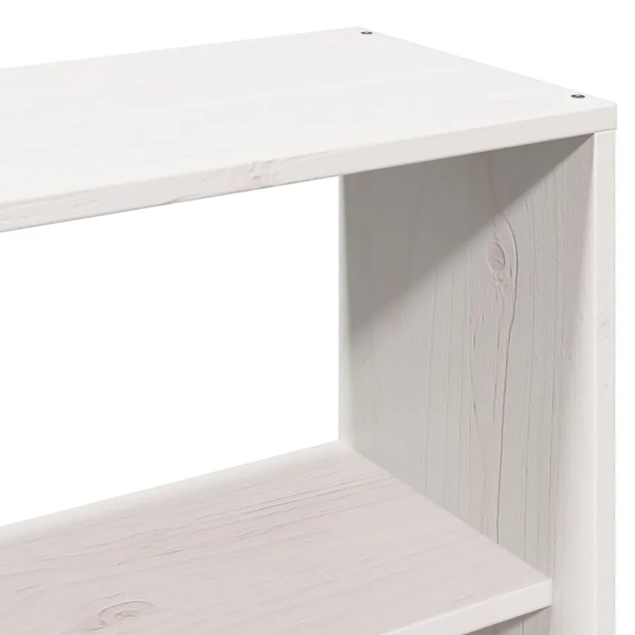 Lit bibliothèque sans matelas blanc 160x200 cm bois pin massif - 9