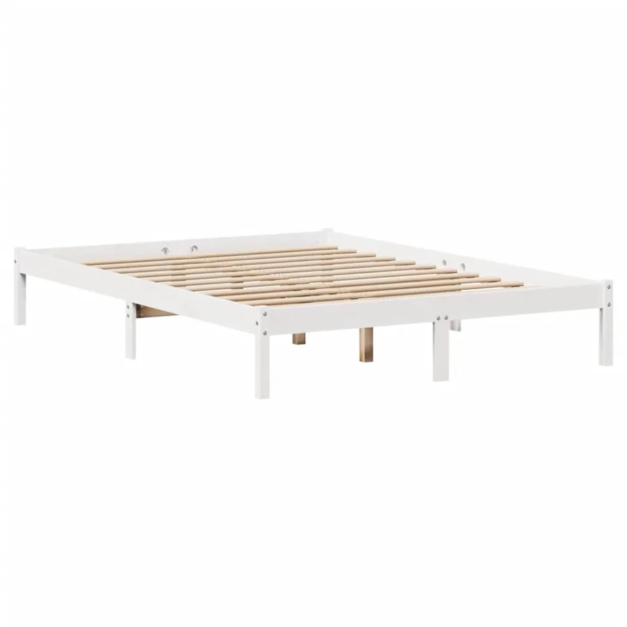 Lit bibliothèque sans matelas blanc 160x200 cm bois pin massif - 5