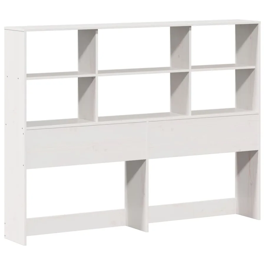 Lit bibliothèque sans matelas blanc 160x200 cm bois pin massif - 6