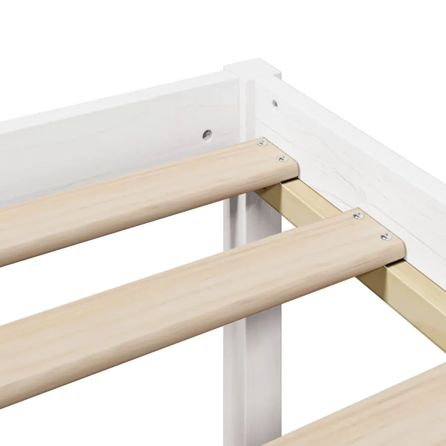 Lit bibliothèque sans matelas blanc 160x200 cm bois pin massif - 9