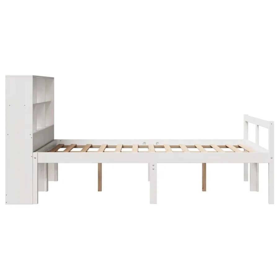 Lit bibliothèque sans matelas blanc 160x200 cm bois pin massif - 5