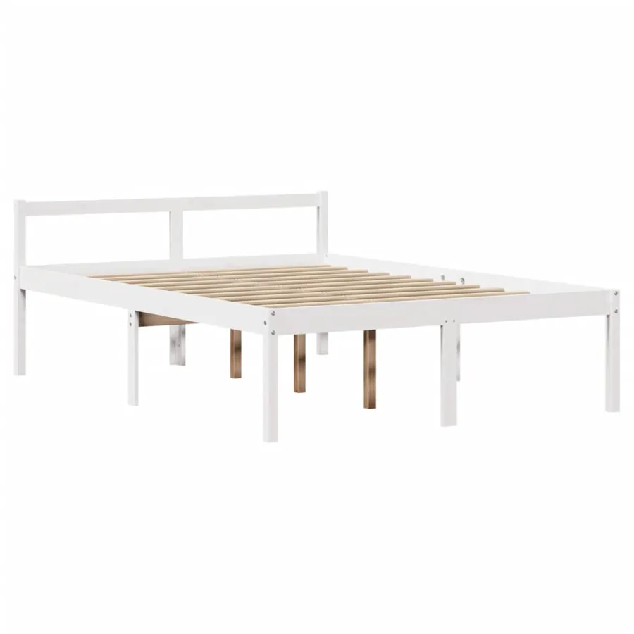 Lit bibliothèque sans matelas blanc 160x200 cm bois pin massif - 8