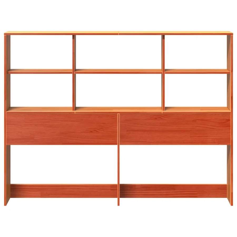 Tête de lit avec rangement cire marron 140cm bois massif de pin - 4