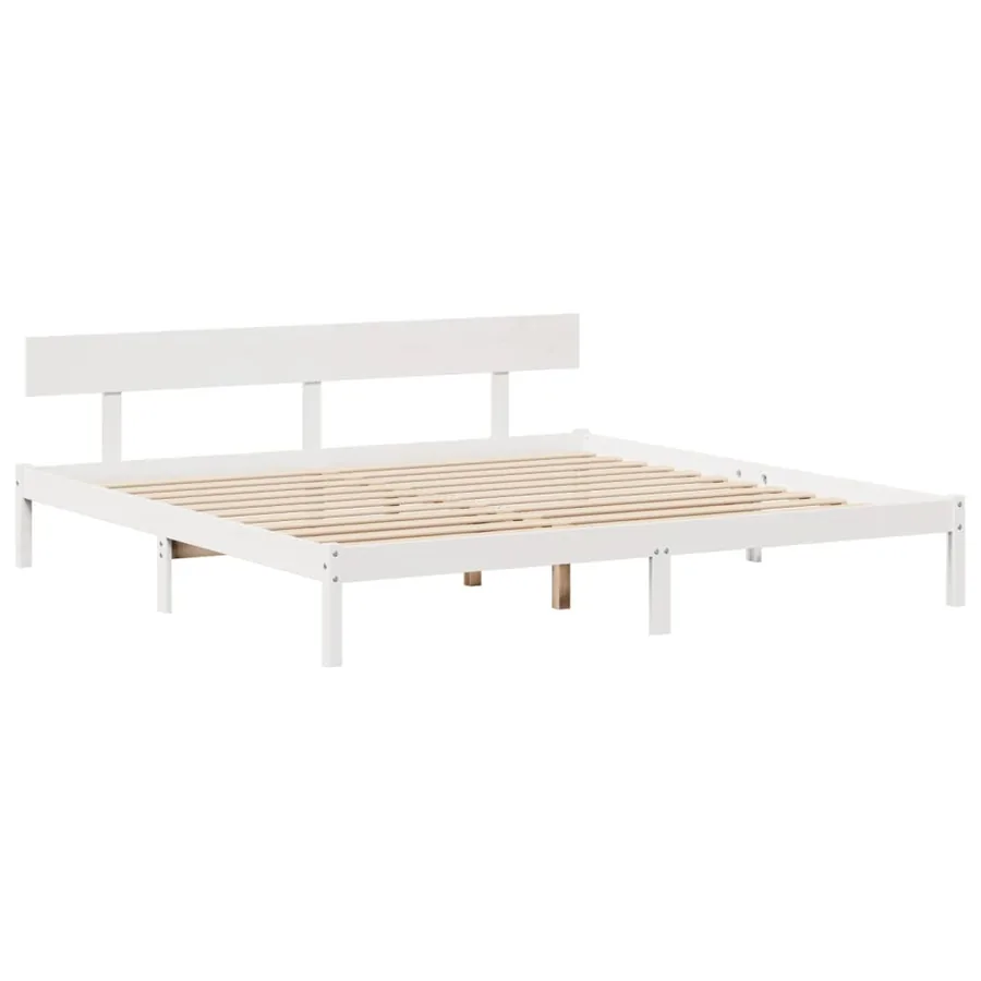 Lit bibliothèque sans matelas blanc 180x200 cm bois pin massif - 5