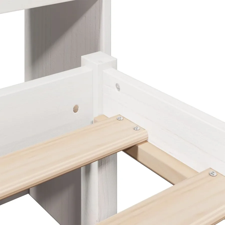 Lit bibliothèque sans matelas blanc 180x200 cm bois pin massif - 9