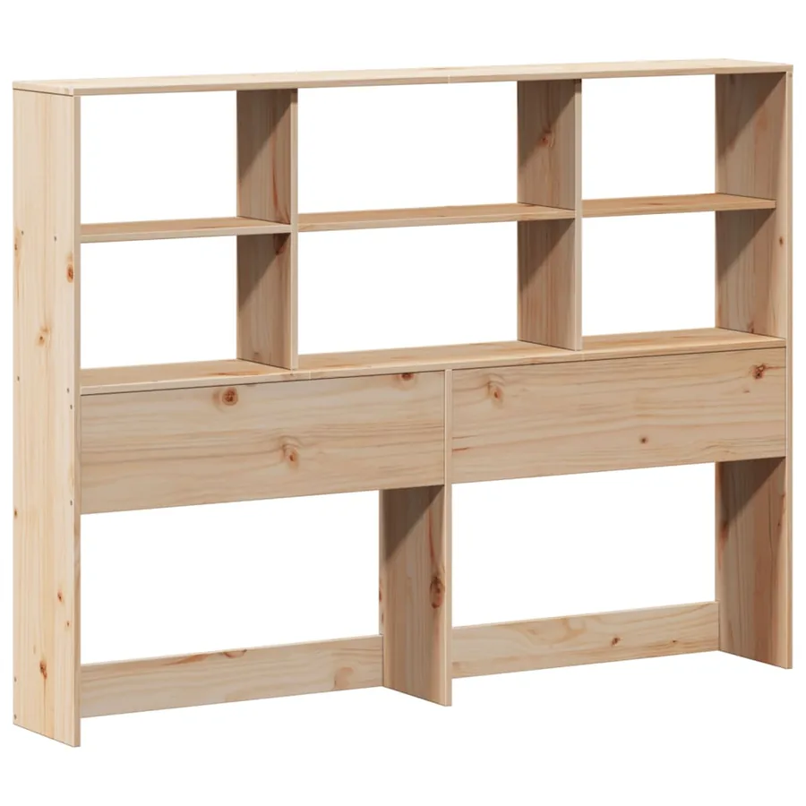 Lit bibliothèque sans matelas 140x190 cm bois de pin massif - 7