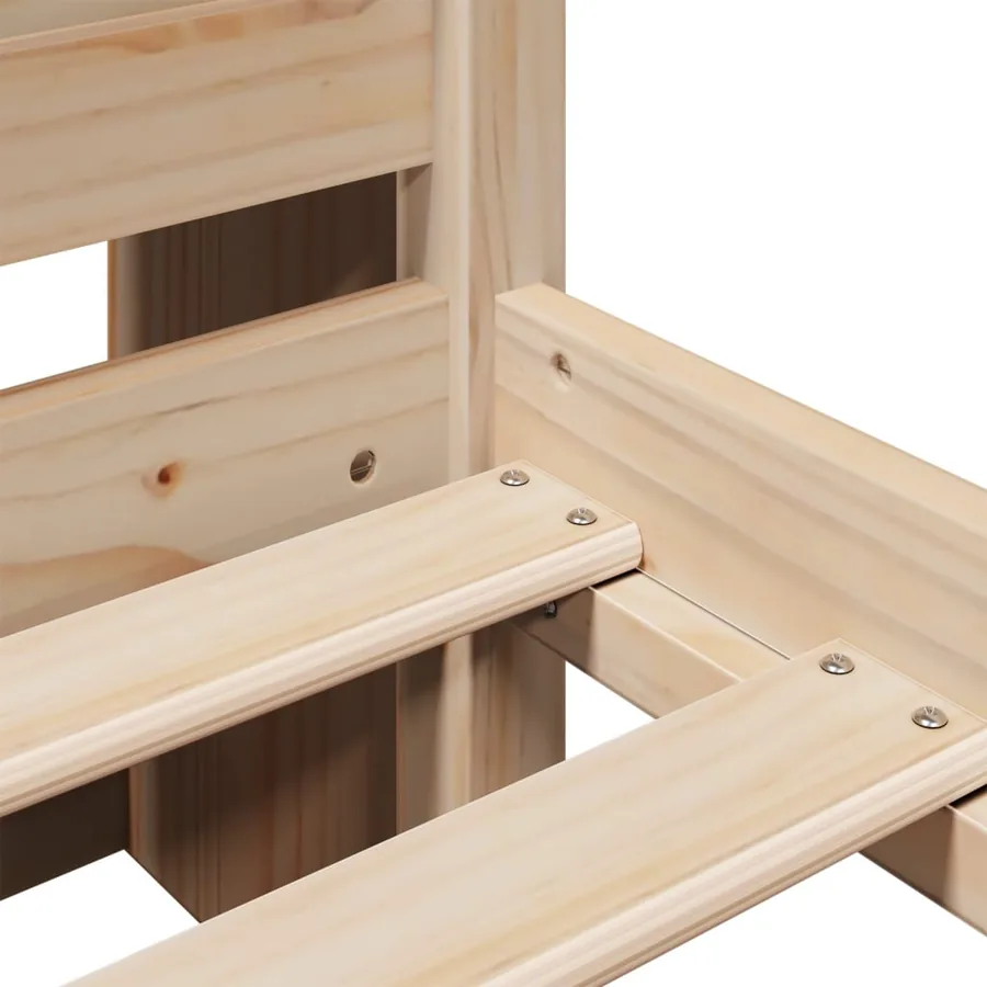 Lit bibliothèque sans matelas 140x190 cm bois de pin massif - 9