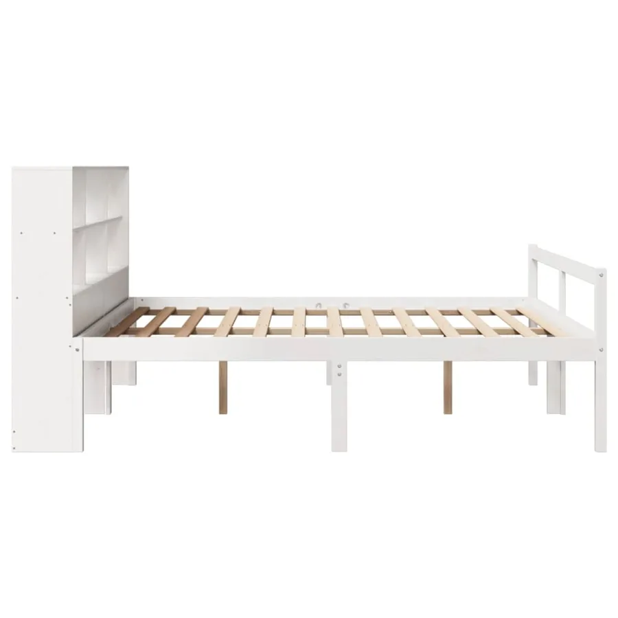 Lit bibliothèque sans matelas blanc 180x200 cm bois pin massif - 5