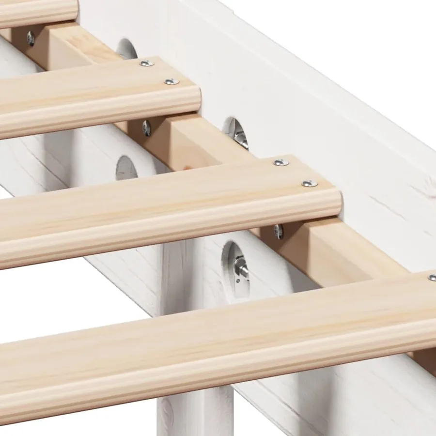 Lit bibliothèque sans matelas blanc 75x190cm bois de pin massif - 10
