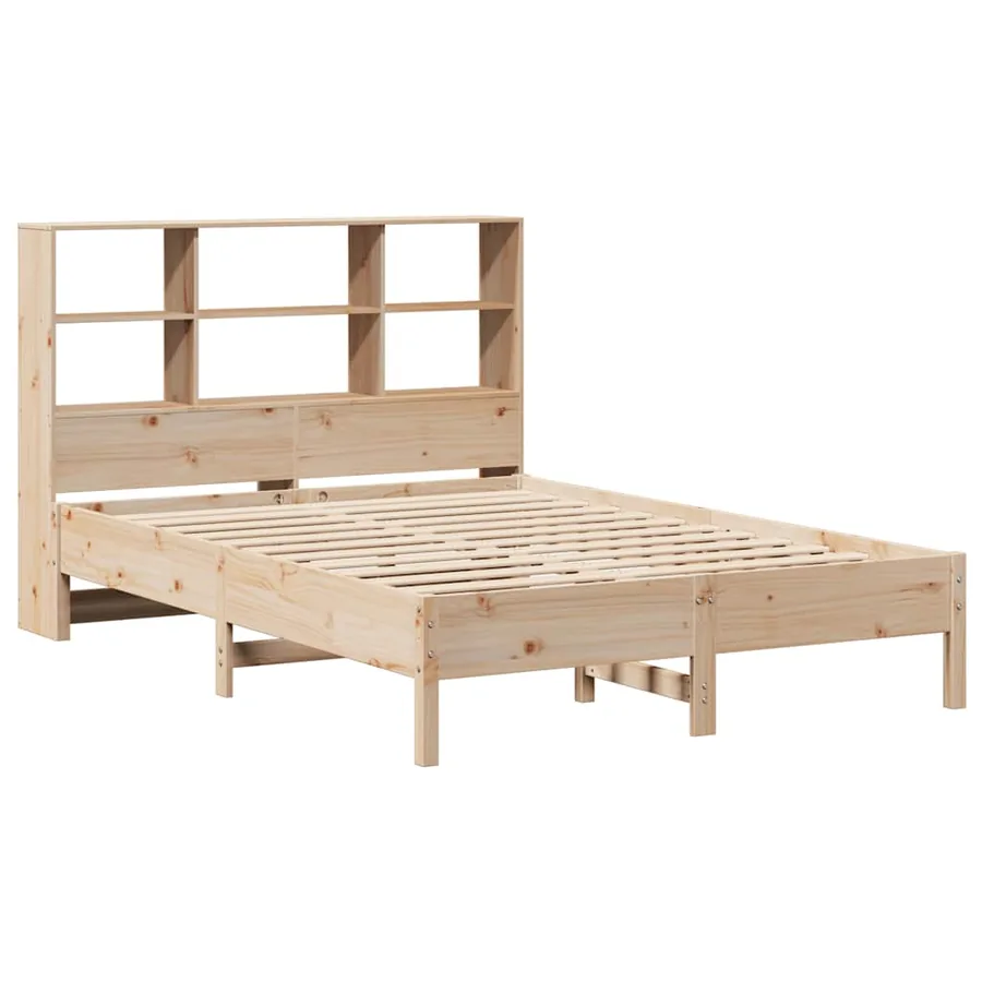 Lit bibliothèque sans matelas 140x190 cm bois de pin massif - 3