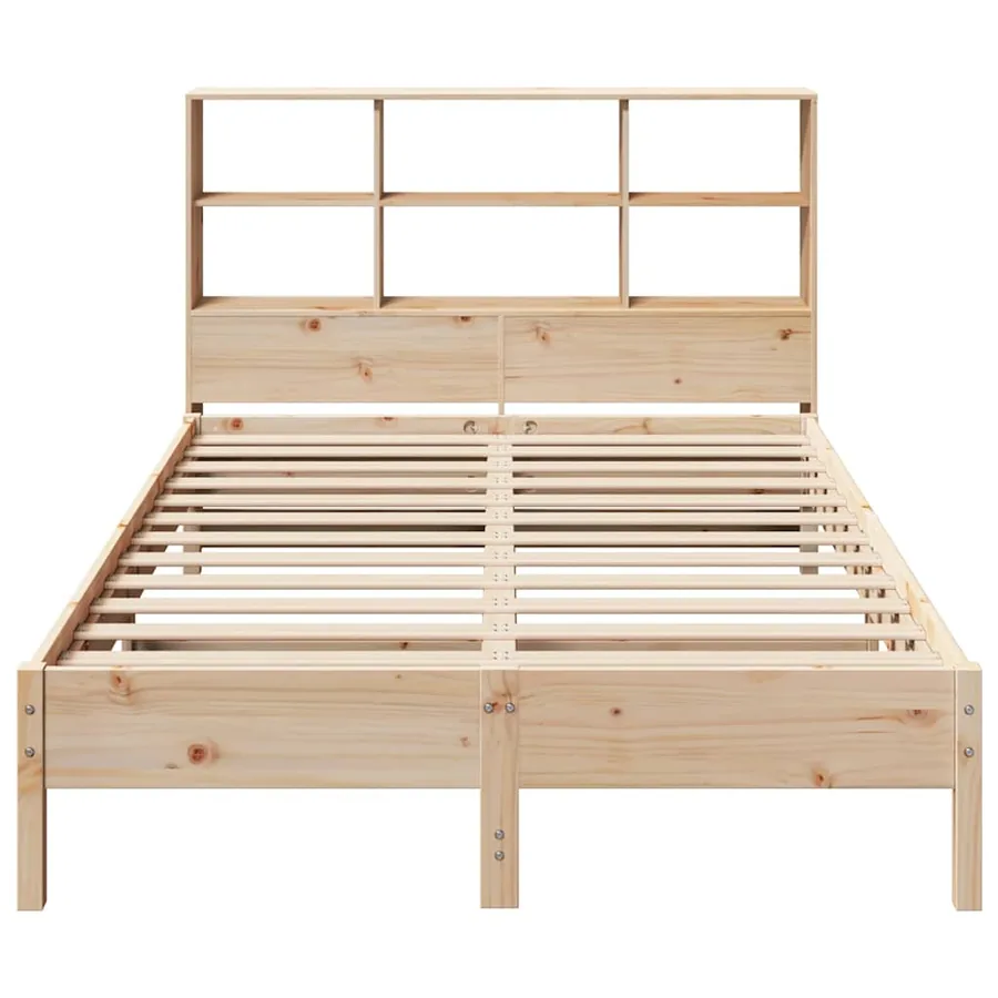 Lit bibliothèque sans matelas 140x190 cm bois de pin massif - 4