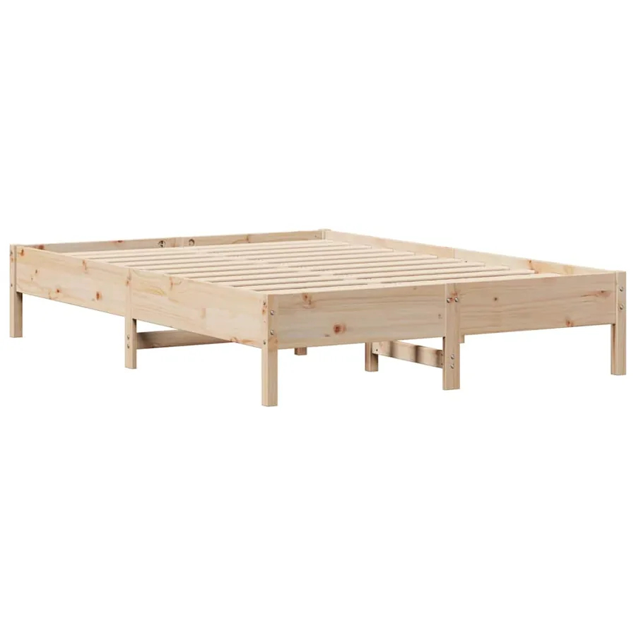 Lit bibliothèque sans matelas 140x190 cm bois de pin massif - 8